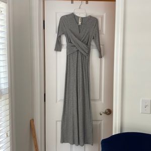 Anthropologie Amadi Grey Knit Maxi Dress XS Petite
